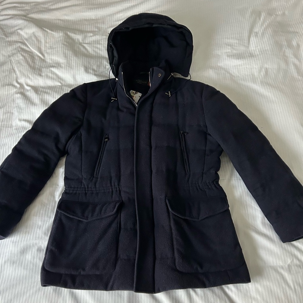 Men's Navy Blue Down Coat by Corneliani.